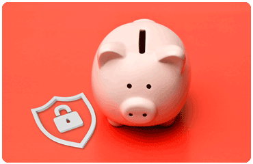 Piggy bank with lock icon